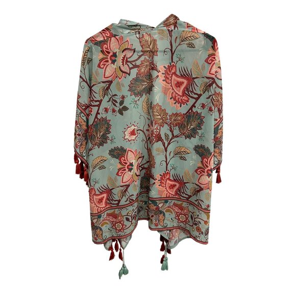 Soft Surroundings Floral Tassel Kimono Shawl Wrap Sz Small - Picture 2 of 12